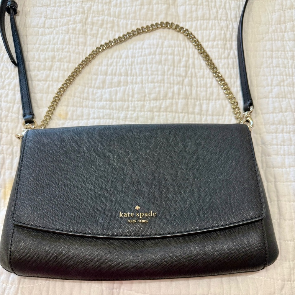 Kate Spade Black Crossbody Bag with Gold Chain
